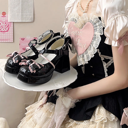 Mid-Heel Waterproof Lolita Shoes Cute Block-heeled Mary Jane shoes Pumps