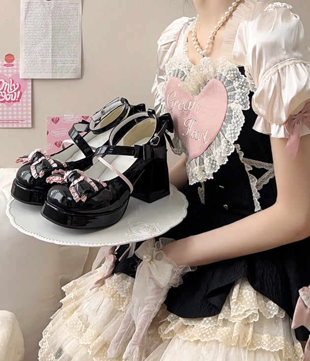 Mid-Heel Waterproof Lolita Shoes Cute Block-heeled Mary Jane shoes Pumps