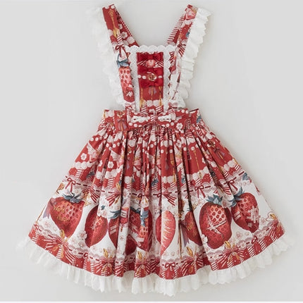 Sweet Strawberry Lolita Dress - Original Print JSK with Adjustable Straps