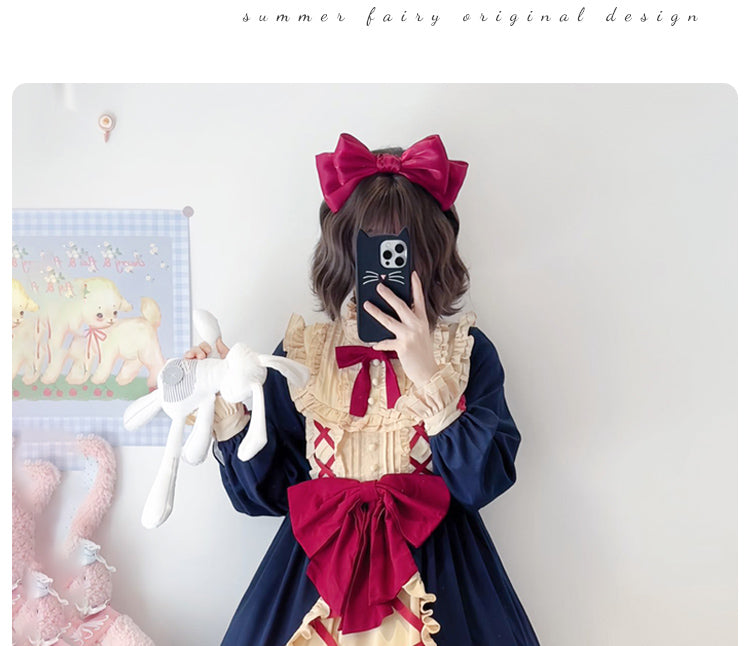 Sweet Lolita Princess Dress OP - Vintage Inspired Long Sleeve Layered Ruffle Dress