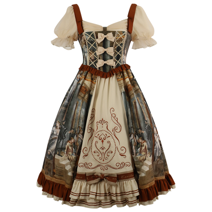 Original Lolita Dress "Constantine OP" Oil Painting Pattern, Classic Retro Lolita Dress