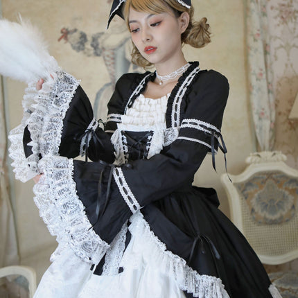 [Multi-Colors-Available] Lace Garden Vintage Set-in Sleeve Cassical Lolita OP Dress