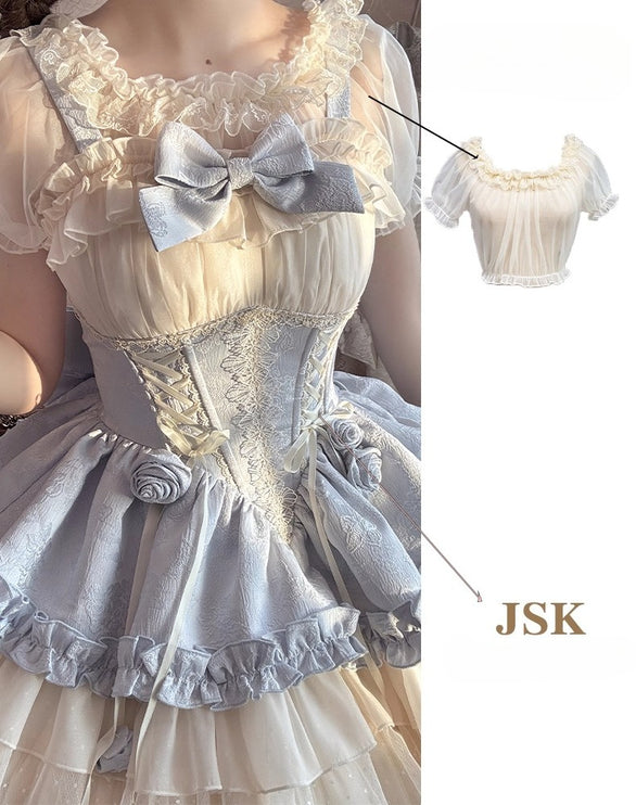 Sweet Lolita Off - the - Shoulder Dress with Tulle Skirt and Ribbon Details