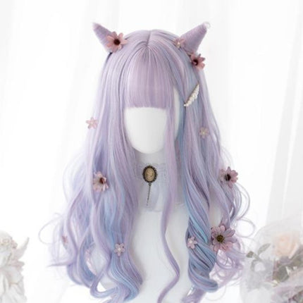 Gradient Unicorn Lolita Long Curly Hair Wig Harajuku Style Lolita Full Head Set