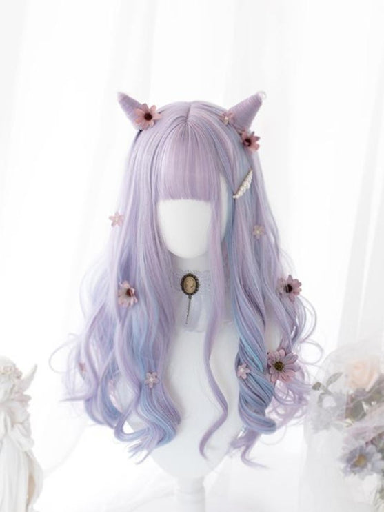 Gradient Unicorn Lolita Long Curly Hair Wig Harajuku Style Lolita Full Head Set