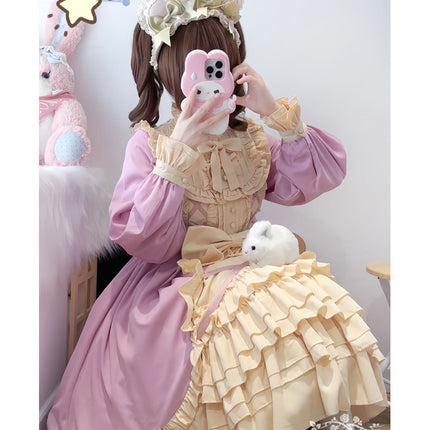 Sweet Lolita Princess Dress OP - Vintage Inspired Long Sleeve Layered Ruffle Dress