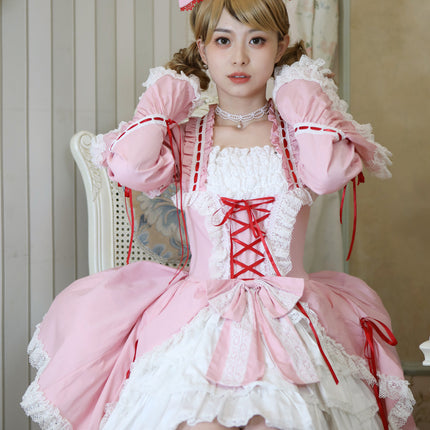 [Multi-Colors-Available] Lace Garden Vintage Set-in Sleeve Cassical Lolita OP Dress