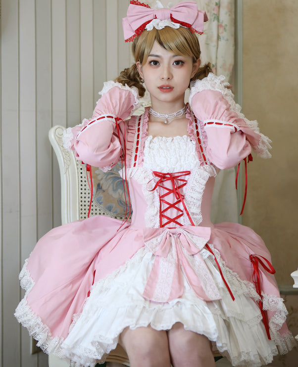 [Multi-Colors-Available] Lace Garden Vintage Set-in Sleeve Cassical Lolita OP Dress