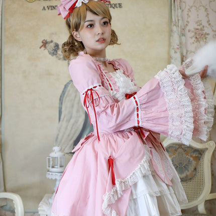 [Multi-Colors-Available] Lace Garden Vintage Set-in Sleeve Cassical Lolita OP Dress