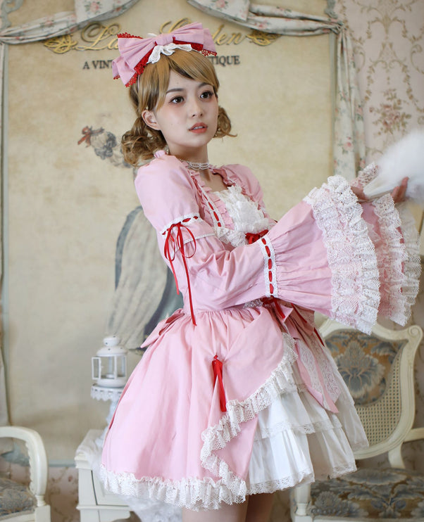 [Multi-Colors-Available] Lace Garden Vintage Set-in Sleeve Cassical Lolita OP Dress