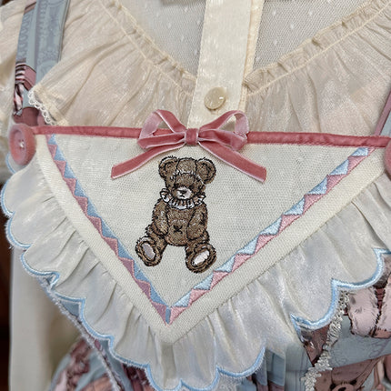 Enchanting Pastel Green Animal Illustration Lolita Jumper Skirt (JSK) Dress