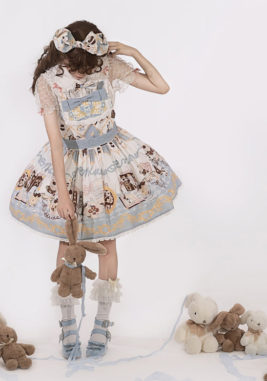 Alice Rabbit High-Waisted Classical Sweet JSK Lolita dress Lolita Suspender with Lace Trim and Bow