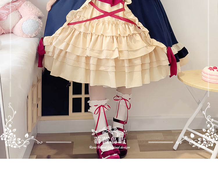 Sweet Lolita Princess Dress OP - Vintage Inspired Long Sleeve Layered Ruffle Dress