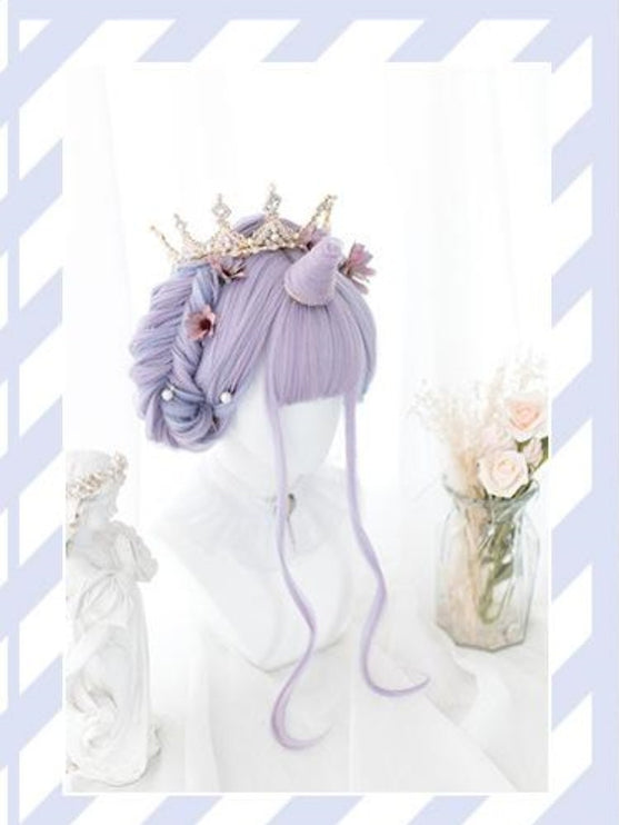 Gradient Unicorn Lolita Long Curly Hair Wig Harajuku Style Lolita Full Head Set