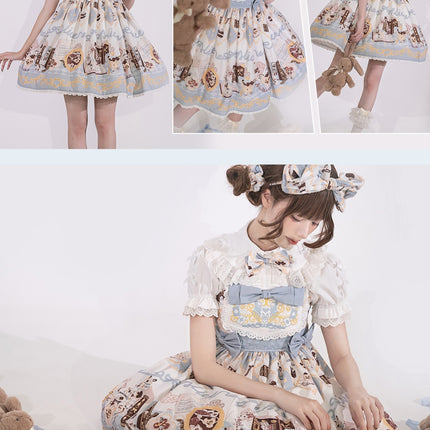 Alice Rabbit High-Waisted Classical Sweet JSK Lolita dress Lolita Suspender with Lace Trim and Bow