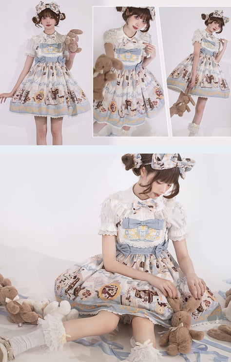 Alice Rabbit High-Waisted Classical Sweet JSK Lolita dress Lolita Suspender with Lace Trim and Bow