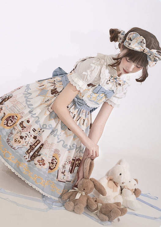 Alice Rabbit High-Waisted Classical Sweet JSK Lolita dress Lolita Suspender with Lace Trim and Bow