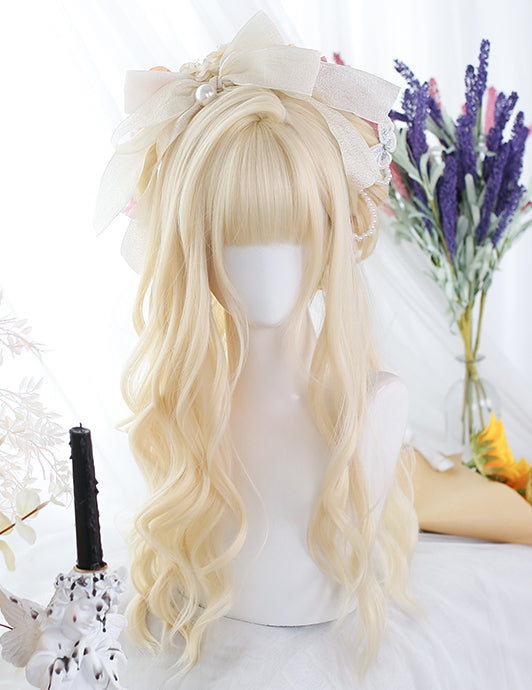 Soft Matte Pastel Golden Lolita Wig with Layered Ends Long Curly Hair