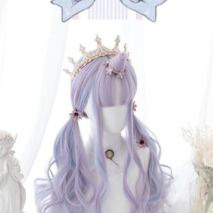 Gradient Unicorn Lolita Long Curly Hair Wig Harajuku Style Lolita Full Head Set