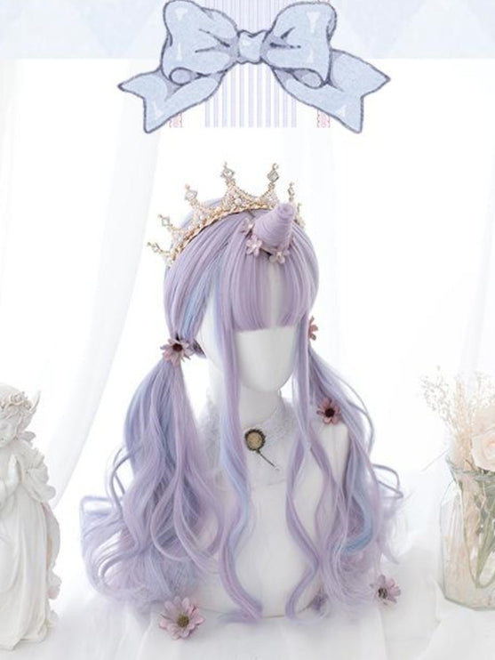 Gradient Unicorn Lolita Long Curly Hair Wig Harajuku Style Lolita Full Head Set