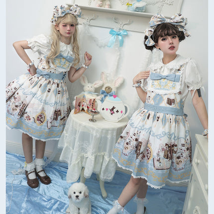 Alice Rabbit High-Waisted Classical Sweet JSK Lolita dress Lolita Suspender with Lace Trim and Bow