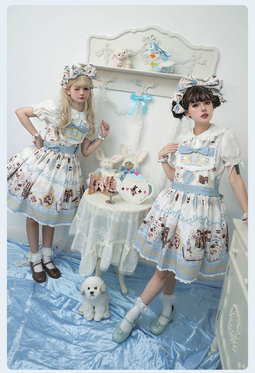 Alice Rabbit High-Waisted Classical Sweet JSK Lolita dress Lolita Suspender with Lace Trim and Bow