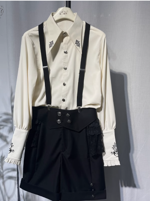 S-XL Original Ouji Shirt Top Black Prince Style Blouse for Female, Male