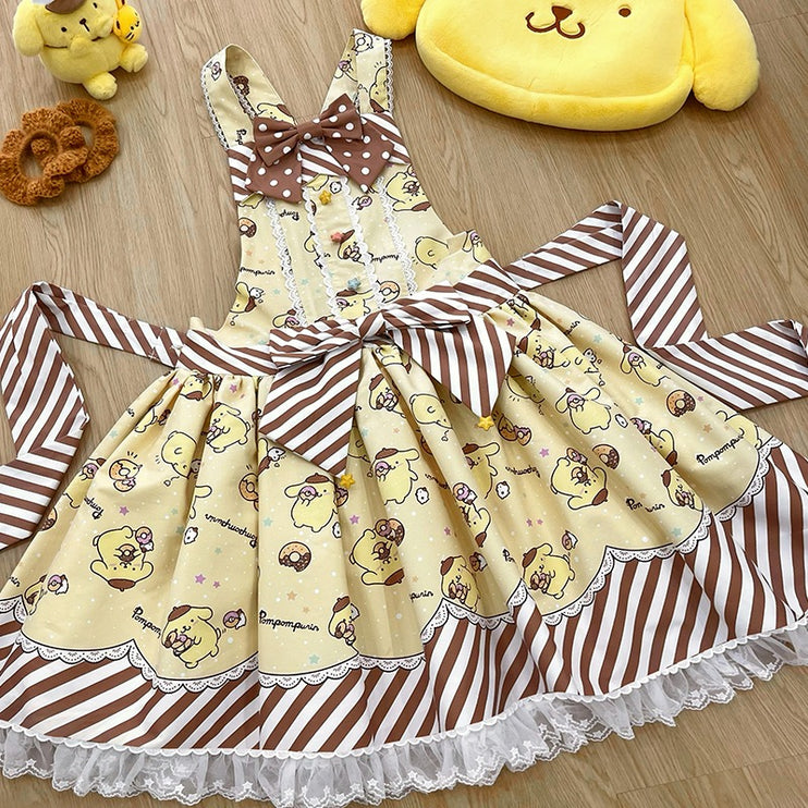 Sanrio Super Cute Sweet JSK Lolita Dress with Striped Trim & Bow