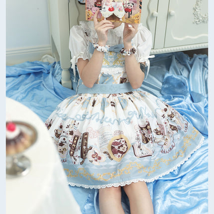 Alice Rabbit High-Waisted Classical Sweet JSK Lolita dress Lolita Suspender with Lace Trim and Bow