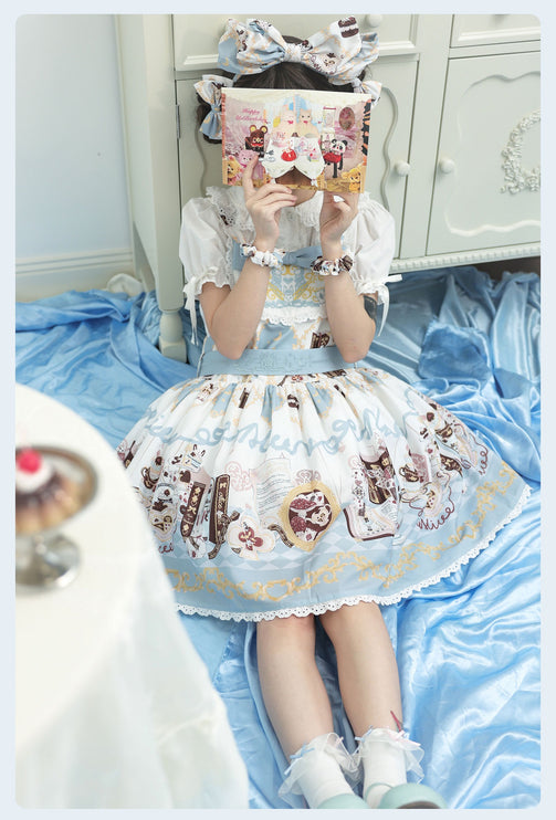 Alice Rabbit High-Waisted Classical Sweet JSK Lolita dress Lolita Suspender with Lace Trim and Bow