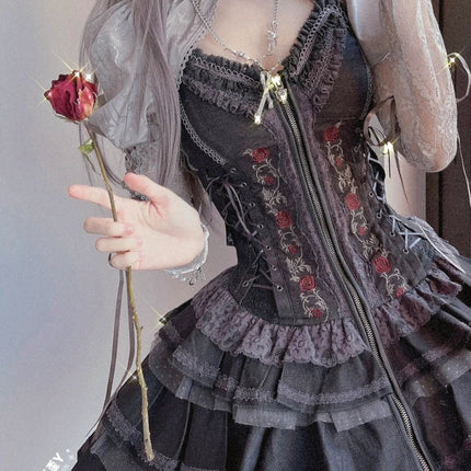 Summer of Roses JSK Gothic Dark Punk Black Lolita Dress