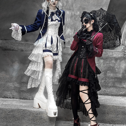 Gothic Prince Lolita Set - Medieval European Style Aristocratic Jacket and Tiered Skirt Outfit