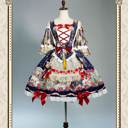 🌸Collector's Edition🌸Enchanted Snow White Print Apron OP Classical Doll Lolita Dress