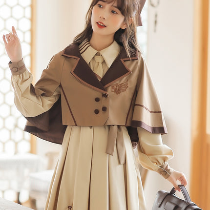 French Retro Lolita JK Dress Vintage Dress Cloak Suit