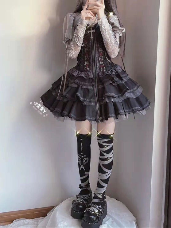 Summer of Roses JSK Gothic Dark Punk Black Lolita Dress