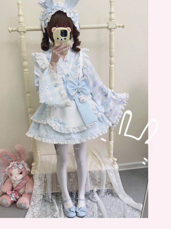 Colorful Fairy Tale Lolita Dress with Embroidery Details and Ruffled Skirt