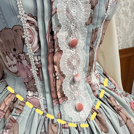 Enchanting Pastel Green Animal Illustration Lolita Jumper Skirt (JSK) Dress
