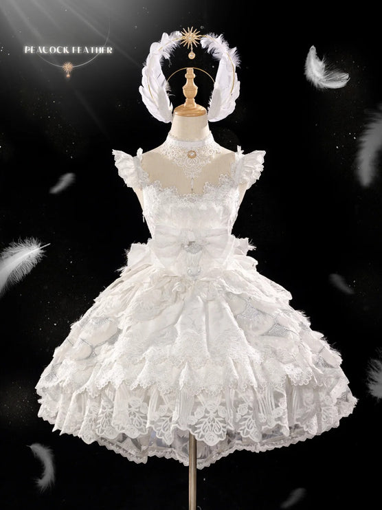Elegant Lace Lolita JSK Dress with Floral Embroidery