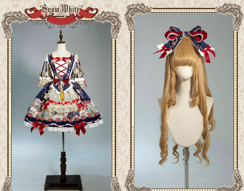 🌸Collector's Edition🌸Enchanted Snow White Print Apron OP Classical Doll Lolita Dress