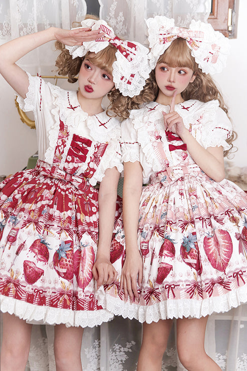 Sweet Strawberry Lolita Dress - Original Print JSK with Adjustable Straps