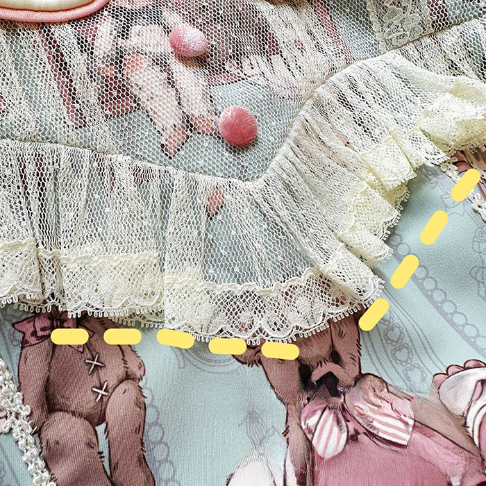 Enchanting Pastel Green Animal Illustration Lolita Jumper Skirt (JSK) Dress