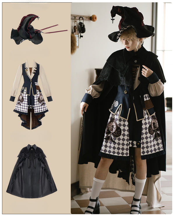 [Reverse Time Traveler] Original design steampunk print embroidery lolita fishtail set autumn/winter