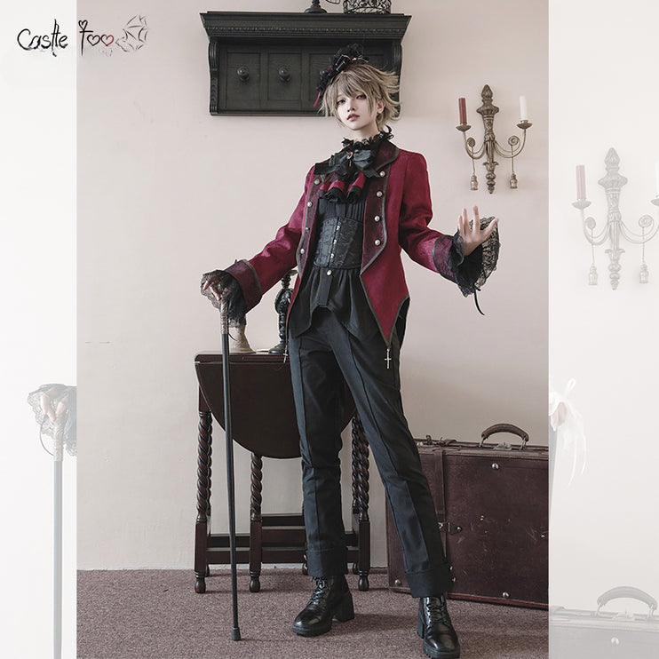 Gothic Prince Lolita Set - Medieval European Style Aristocratic Jacket and Tiered Skirt Outfit