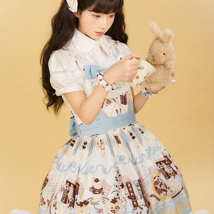 Alice Rabbit High-Waisted Classical Sweet JSK Lolita dress Lolita Suspender with Lace Trim and Bow