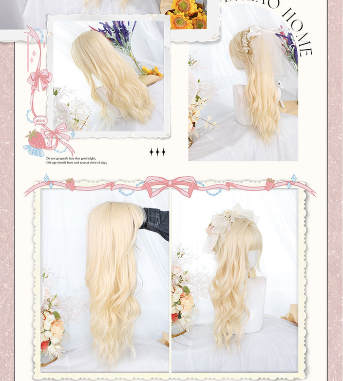 Soft Matte Pastel Golden Lolita Wig with Layered Ends Long Curly Hair