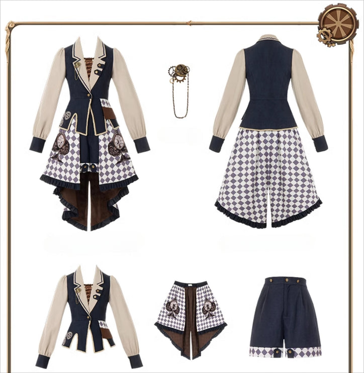 [Reverse Time Traveler] Original design steampunk print embroidery lolita fishtail set autumn/winter