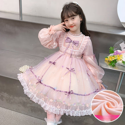 Charming Pastel Pink Lolita Dress with Purple Accents for Girls