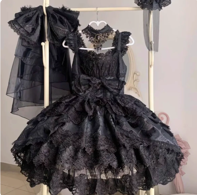 Elegant Lace Lolita JSK Dress with Floral Embroidery
