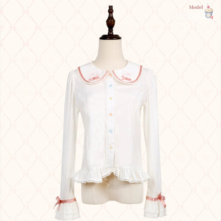 Teddy Bear's Cream Party Sweet Lolita JSK with Lace and Ribbon Accents