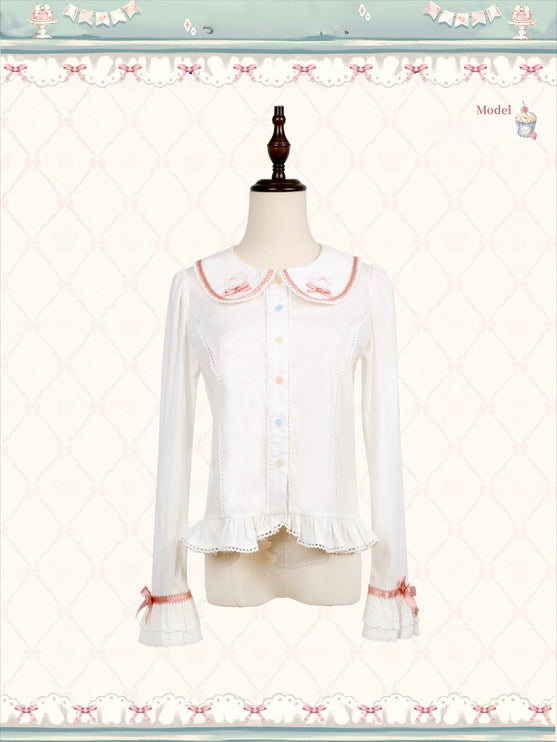 Teddy Bear's Cream Party Sweet Lolita JSK with Lace and Ribbon Accents